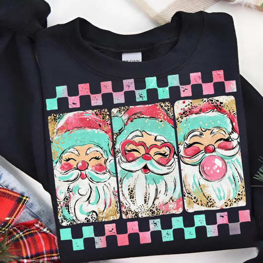 Checkered Glitter Santa Black Sweatshirt (Copy)