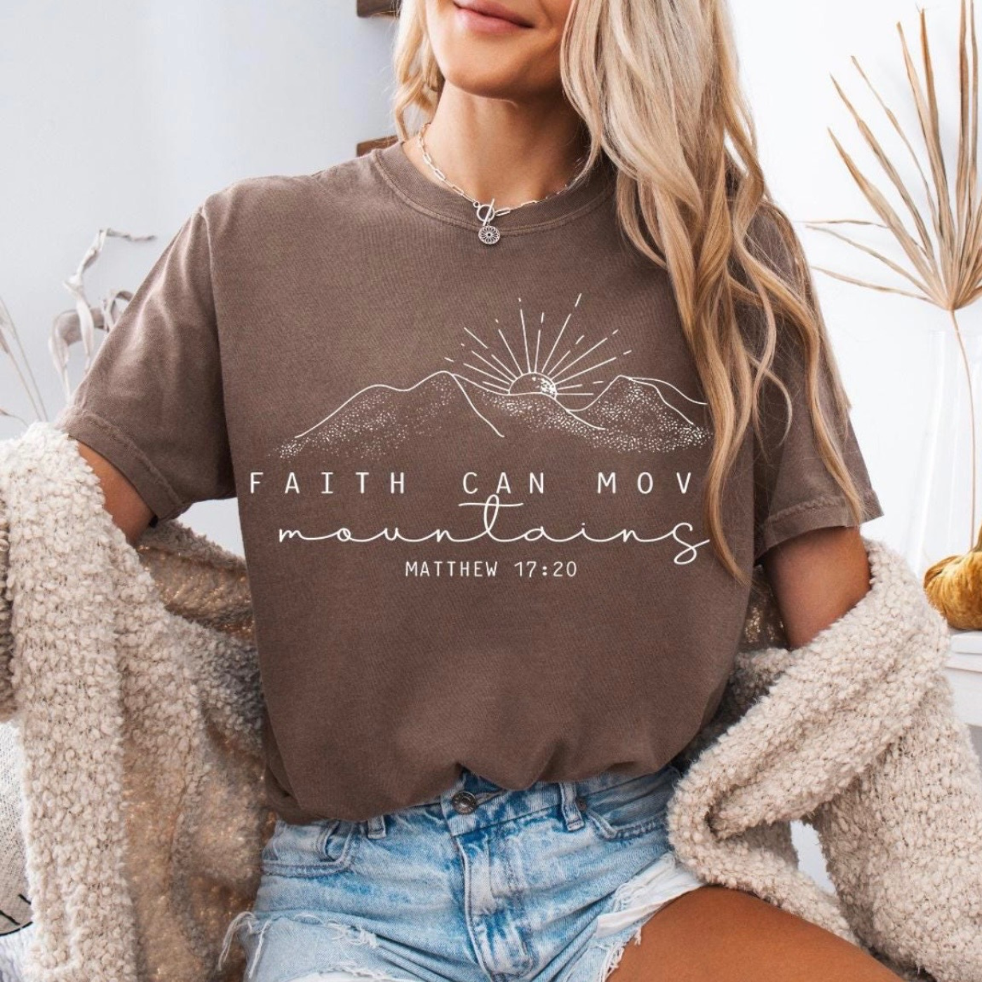 Faith Can Move Mountains Espresso Tee