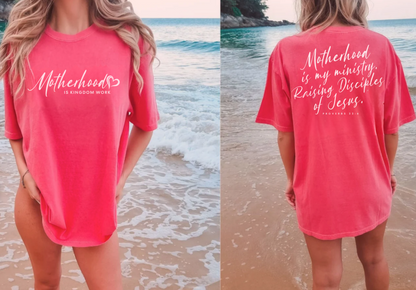 MOTHERHOOD IS KINGDOM WORK (WHITE PRINT) - TEE