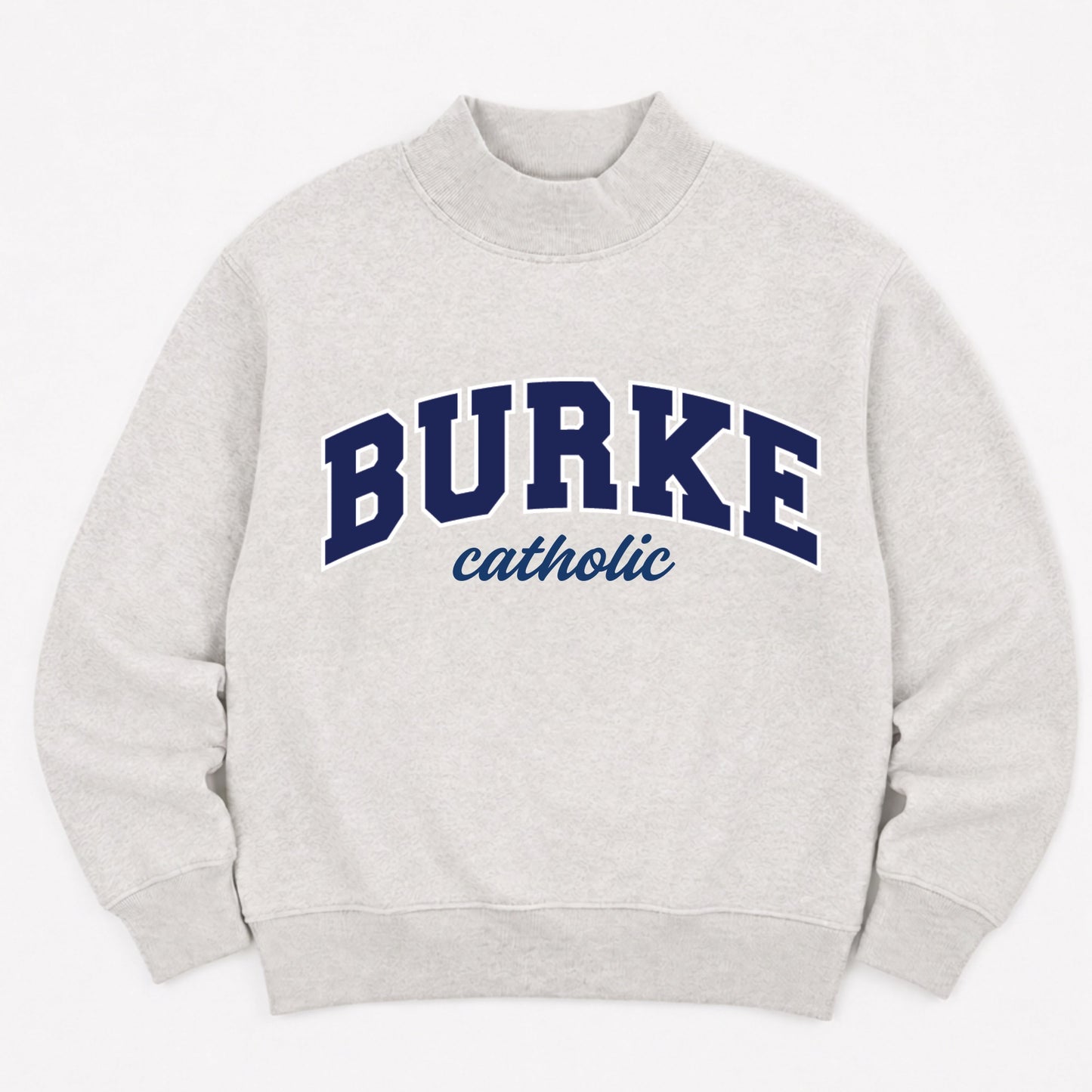 PREORDER: TPC Exclusive | Burke Catholic Mockneck Sweatshirt Heather Gray / Navy