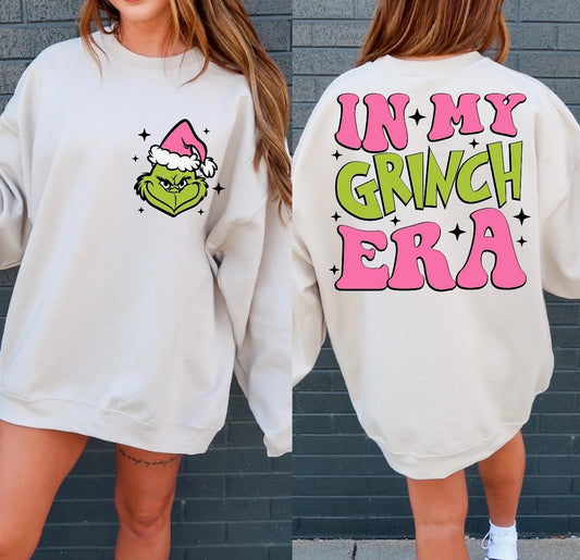 In My Grinch Era White Oversized Sweatshirt