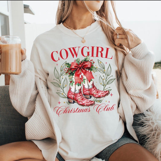 Cowgirl Christmas Club Ivory Tee