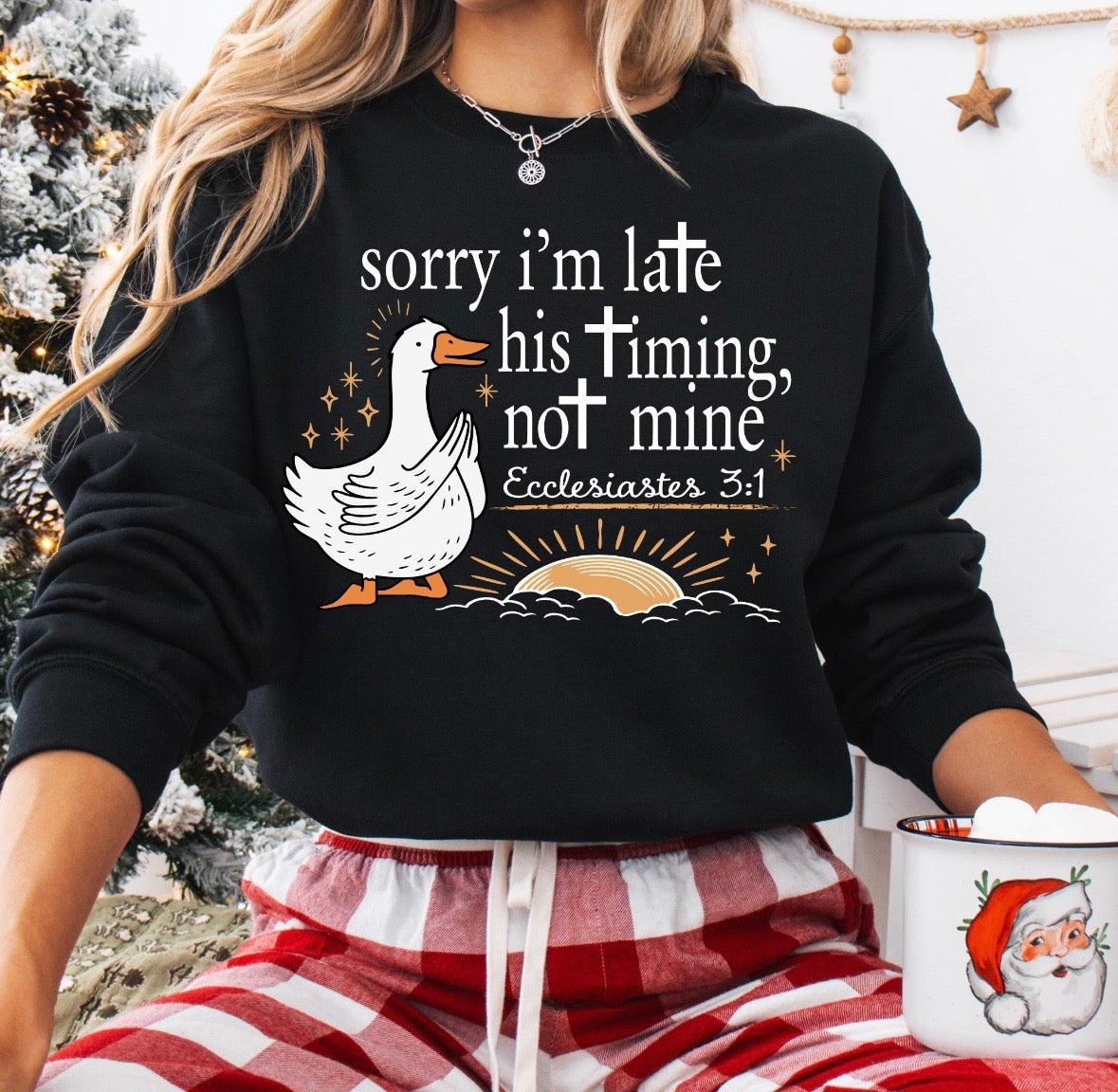 His Timing Not Mine Black Sweatshirt