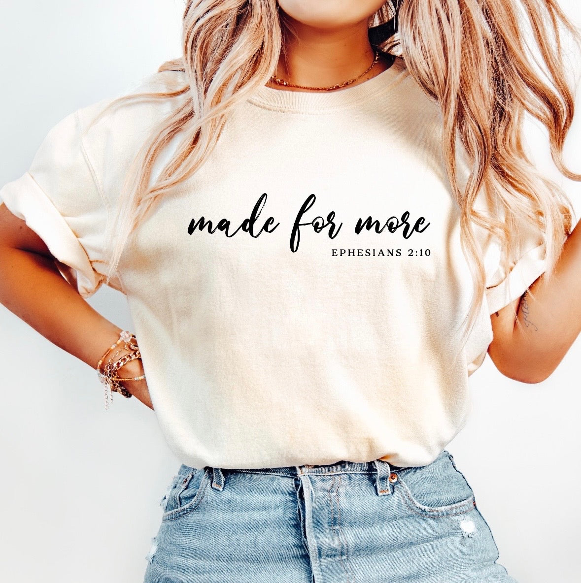 Made for More Script Ivory Tee