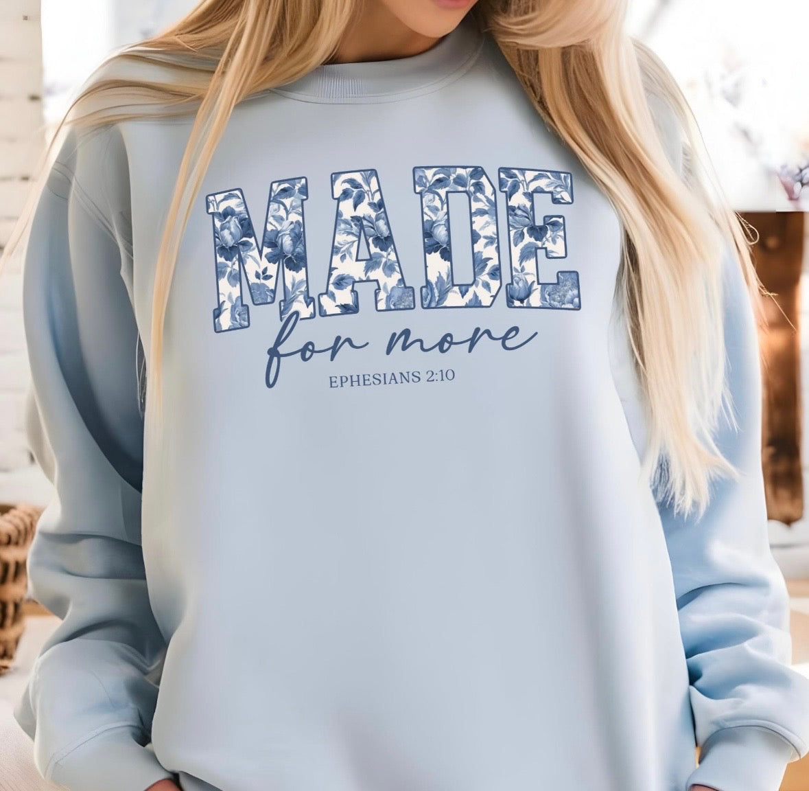 Made For More Blue Floral Light Blue Sweatshirt