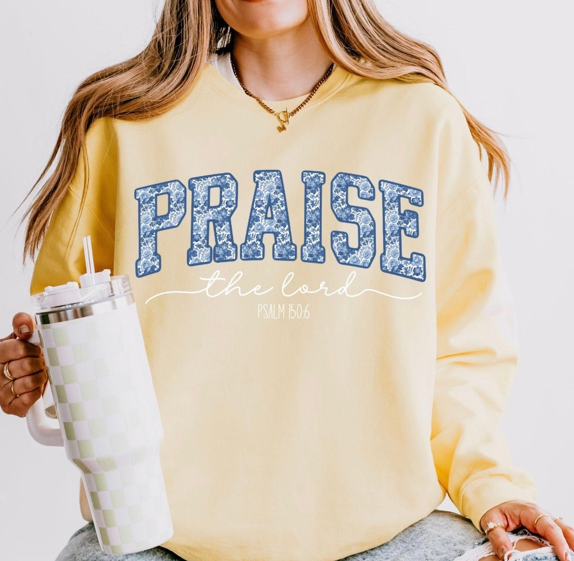 Praise The Lord Blue Floral Butter Sweatshirt