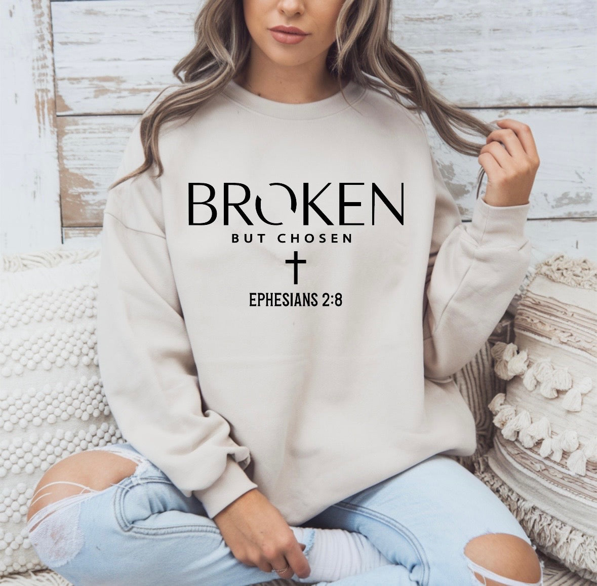 Broken But Chosen Sand Sweatshirt