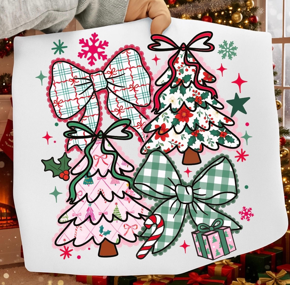 Pretty Tress + Bows White Tee