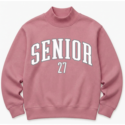 PREORDER: TPC Exclusive | Senior '27 Mockneck Sweatshirt Heather Mauve / White