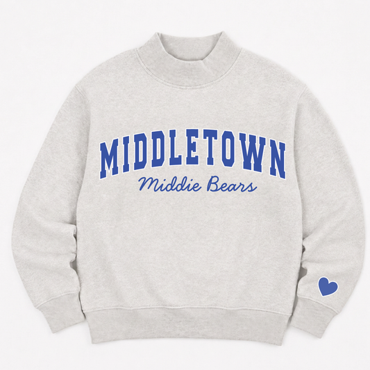 PREORDER: TPC Exclusive | Middletown Middie Bears Mockneck Sweatshirt Heather Gray / Light Blue