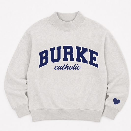 PREORDER: TPC Exclusive | Burke Catholic Mockneck Sweatshirt Heather Gray / Navy